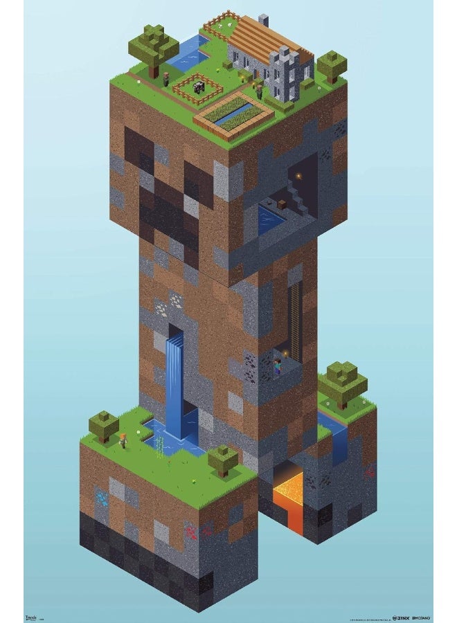 Home Trove Trends International Minecraft Creeper Village Wall Poster 22.375" X 34"  - Image 1