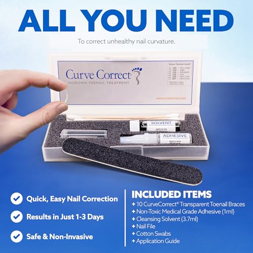 CurveCorrect Ingrown Toenail Treatment Kit Ingrown Toenail Corrector Kit with 10 Braces at Home Ingrown Toenail Correction Big Toe Ingrown Nail Removal - Image 5