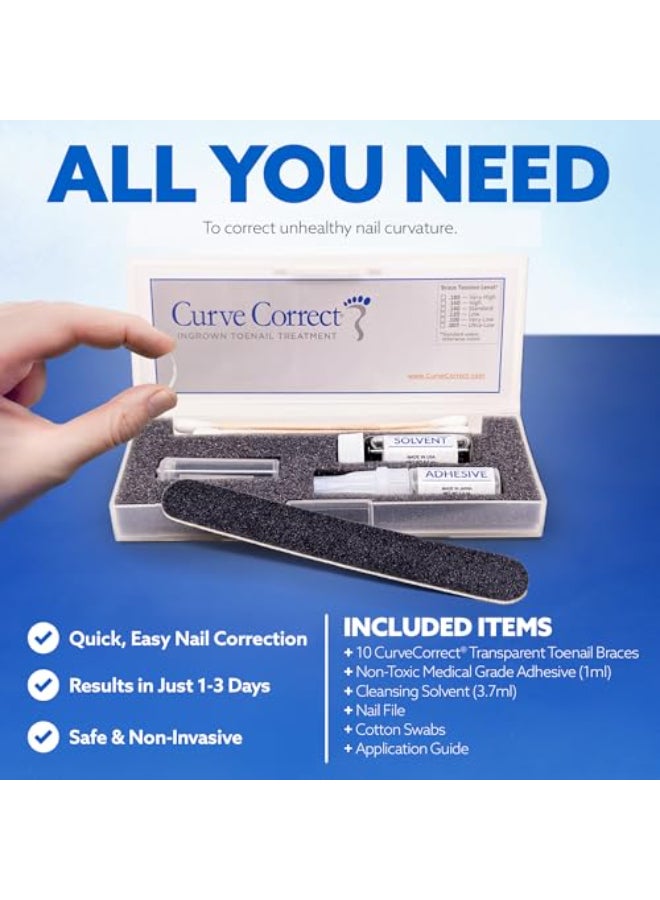 CurveCorrect Ingrown Toenail Treatment Kit Ingrown Toenail Corrector Kit with 10 Braces at Home Ingrown Toenail Correction Big Toe Ingrown Nail Removal - Image 4