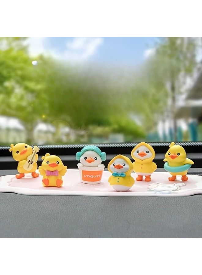 6pcs Yellow Duck Car Dashboard Decor Cute Automotive Interior Accessories - Image 5