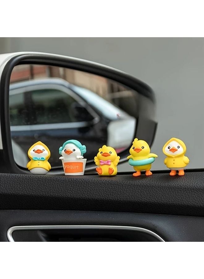 6pcs Yellow Duck Car Dashboard Decor Cute Automotive Interior Accessories - Image 4