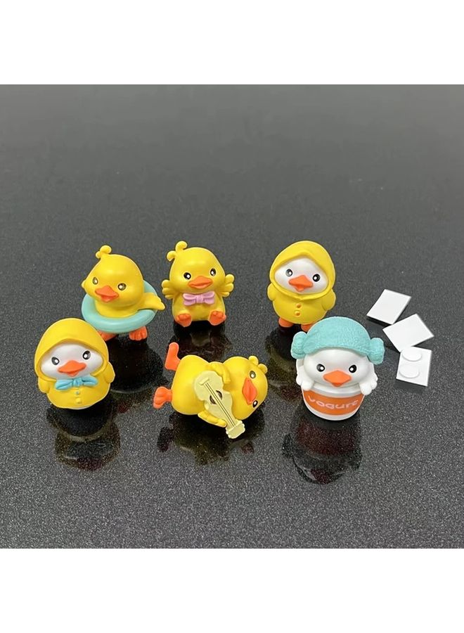 6pcs Yellow Duck Car Dashboard Decor Cute Automotive Interior Accessories - Image 2