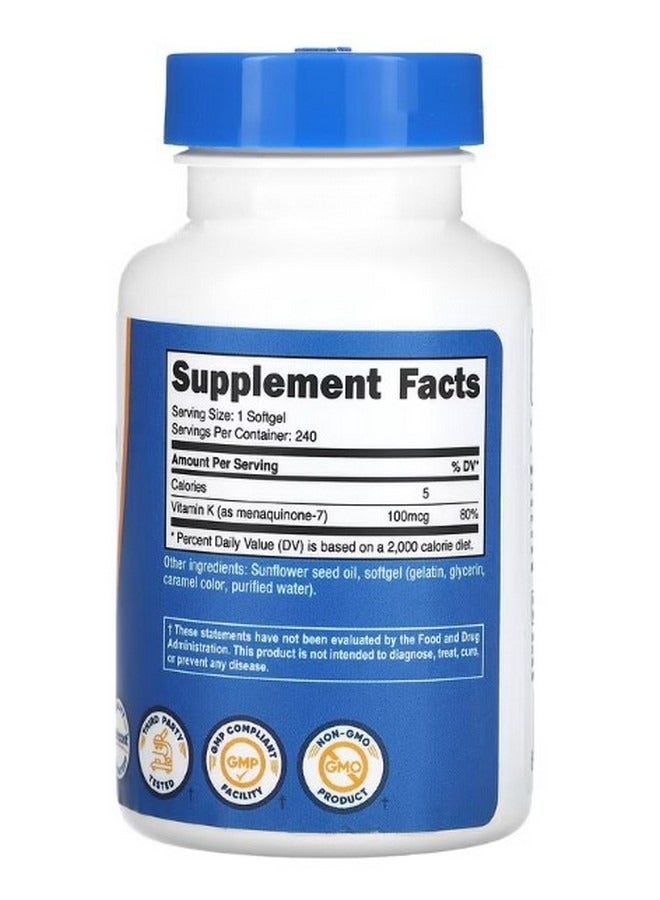 Vitamin K2 100 mcg 240 Softgels - Image 2