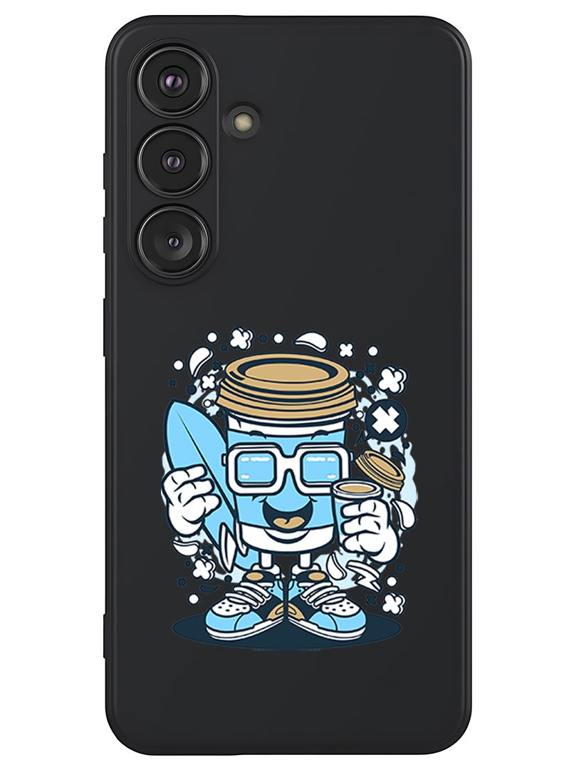 Theodor Protective Slim Fit Case Liquid Silicone Cover with Full Body Protection Anti-Scratch Shockproof Case For Samsung Galaxy S25 Plus (Black) - Coffee can - Image 1