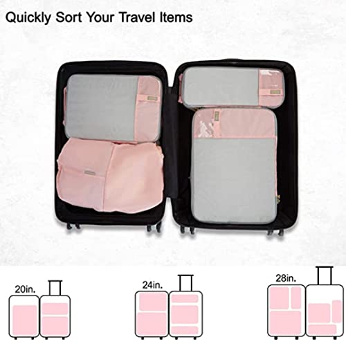 Tressential Compression Packing Cubes | 4 Set Travel Luggage Organizer Cubes for Travel, Expandable Luggage Suitcase Organizer, Lightweight Packing Organizers (Polyester, 4 Piece Set, Pink) - Image 5