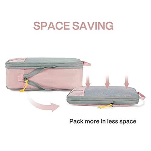 Tressential Compression Packing Cubes | 4 Set Travel Luggage Organizer Cubes for Travel, Expandable Luggage Suitcase Organizer, Lightweight Packing Organizers (Polyester, 4 Piece Set, Pink) - Image 2