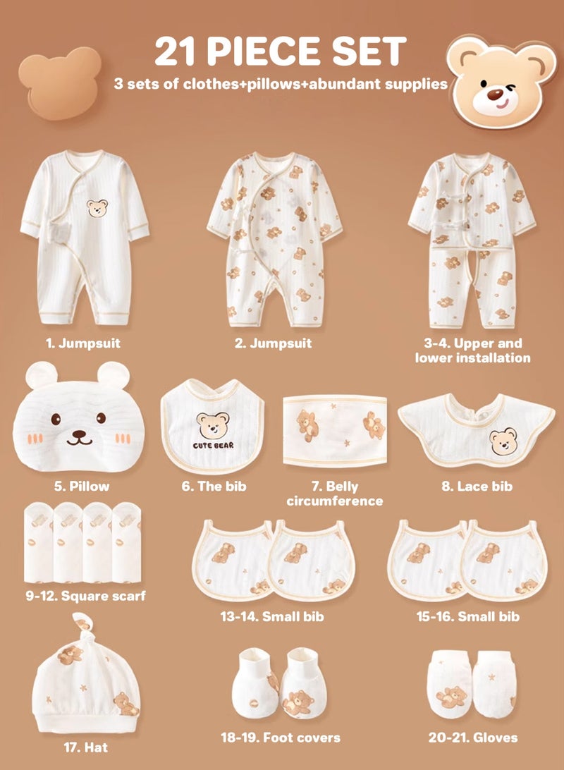 URbazaar 21PCS Newborn Baby Gift Set, Newborn Layette Gift Set for Boys and Girls, Babies Essential Clothes Accessories with Baby Blanket, 100% Premium Cotton, for Spring Summer Autumn Winter Four Seasons - Image 2
