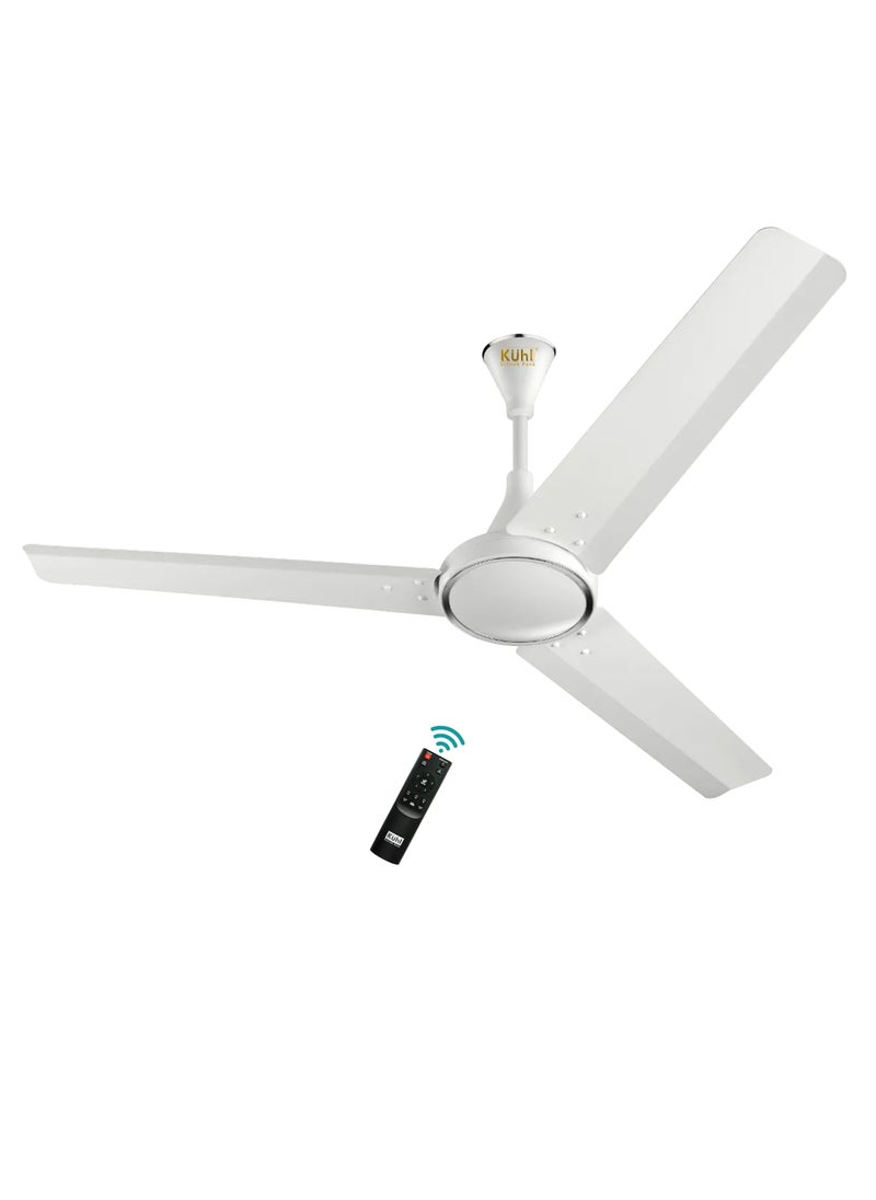 KUHL KUHL Prima A4 1200mm Decorative Power Saving BLDC Ceiling Fan with Remote 29W Saves upto 65 Electricity 5 Star High Air Flow Stylish Design White  - Image 1
