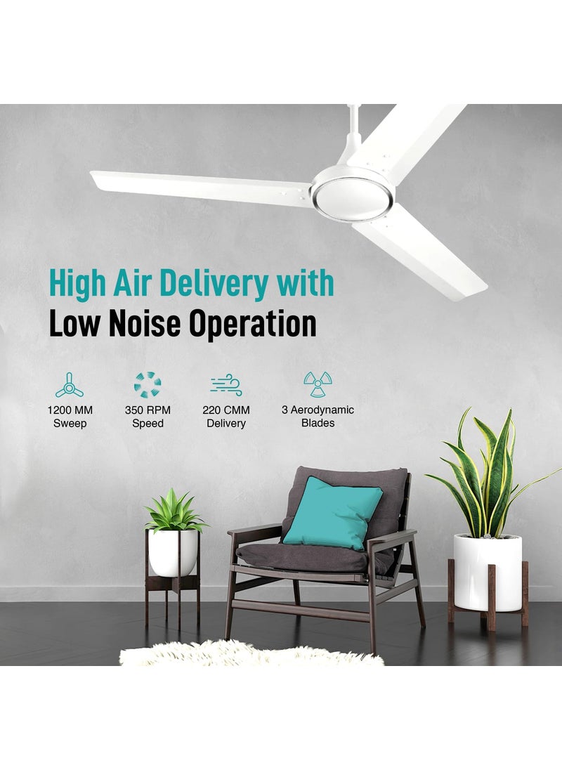 KUHL KUHL Prima A4 1200mm Decorative Power Saving BLDC Ceiling Fan with Remote 29W Saves upto 65 Electricity 5 Star High Air Flow Stylish Design White  - Image 5