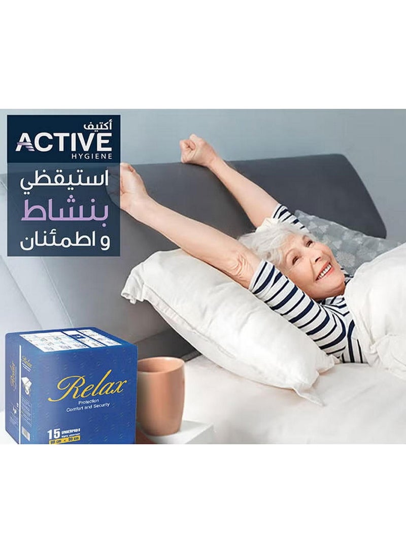 Active Relax Disposable & Highly Absorbent Underpads Medium + 15 Underpads 60 X 90 Cm - Image 2