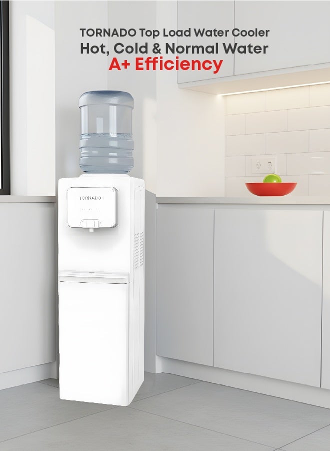 TORNADO Water Dispenser Top Loading with Bottom Cabinet Hot & Cold 3 Taps - Image 1
