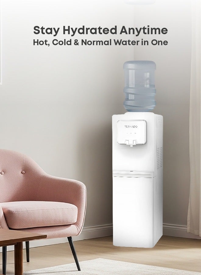 TORNADO Water Dispenser Top Loading with Bottom Cabinet Hot & Cold 3 Taps - Image 4