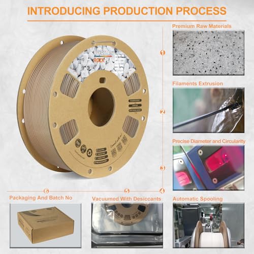 OVERTURE Rock PLA Filament 1.75mm, Marble PLA 3D Printer Filament 1kg Spool (2.2lbs), Dimensional Accuracy +/- 0.02 mm, Fit Most FDM Printer (Sedimentary Rock) - Image 5
