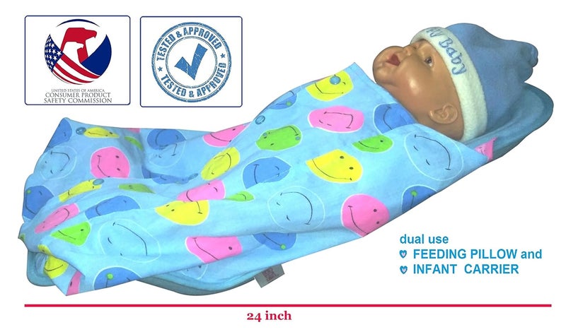HOOPA وسادة تغذية XXL مطبوعة مع غطاء - أزرق داكن | حامل أطفال | وسادة رضاعة | وسادة للرضاعة | حامل أطفال | وسادة للرضاعة الطبيعية | حامل مائل - Image 3