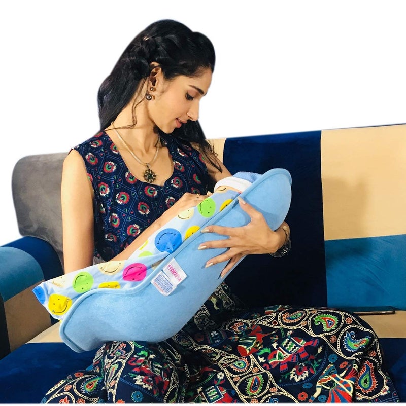 HOOPA وسادة تغذية XXL مطبوعة مع غطاء - أزرق داكن | حامل أطفال | وسادة رضاعة | وسادة للرضاعة | حامل أطفال | وسادة للرضاعة الطبيعية | حامل مائل - Image 1