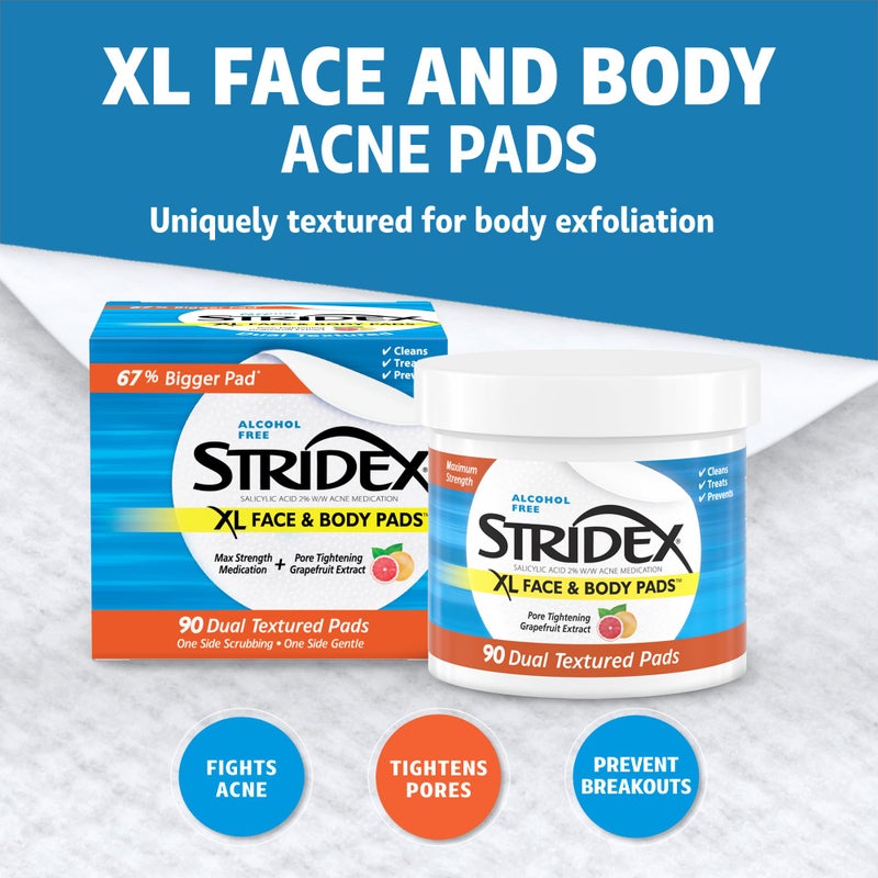 Stridex أقراص سترودكس XL للوجه والجسم، 90 قطعة - Image 3