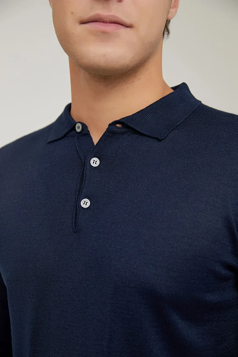 D'S DAMAT Regular Fit Navy Blue Plain Knitted Sweater 9HF060636902D