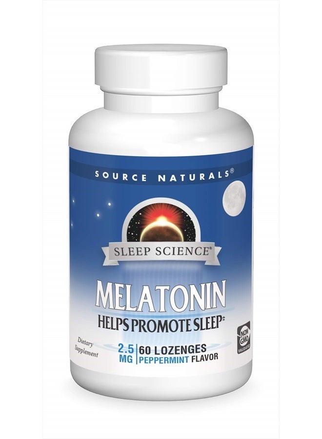 Source Naturals Melatonin, Helps Promote Sleep* 2.5 mg - 60 Peppermint Flavored Lozenges - Image 1