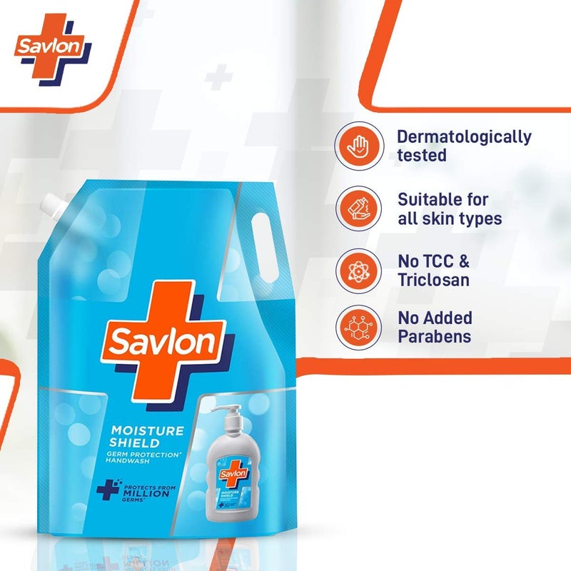 Savlon Moisture Shield Germ Protection Liquid Handwash Refill Pouch 1500ml Pack of 2 - Image 3