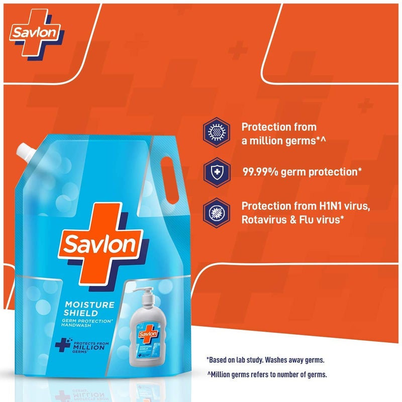 Savlon Moisture Shield Germ Protection Liquid Handwash Refill Pouch 1500ml Pack of 2 - Image 2