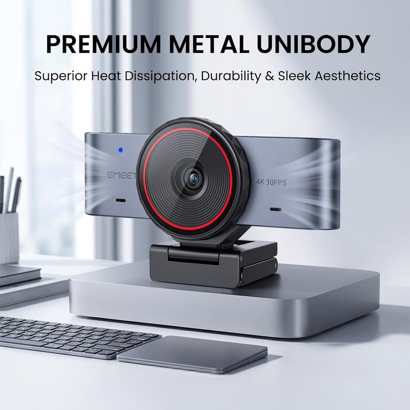 إي ميت كاميرا ويب EMEET C960 Ultra بدقة 4K لأجهزة Mac وPC، مستشعر أكبر بحجم 1.5 بوصة، هيكل معدني، تركيز تلقائي بسرعة 0.2 ثانية، تقنية DRC، وضع السبورة البيضاء، غطاء خصوصية مدمج، ميكروفونان، كاميرا ويب USB بدقة 4K للاجتماعات والبث المباشر وإنشاء المحتوى - Image 5