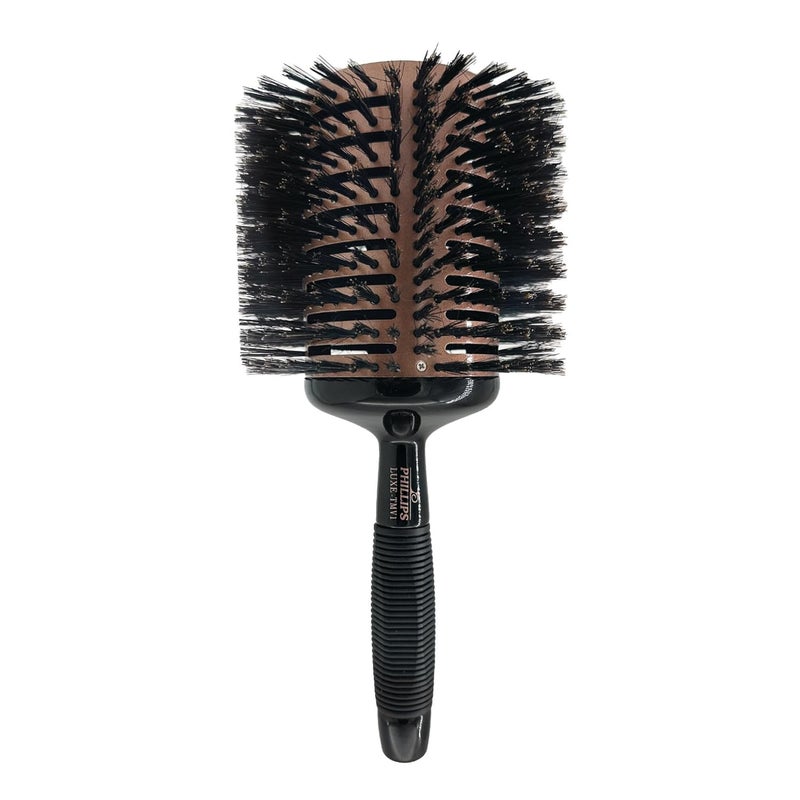 Phillips Brush Luxe Tourmaline Monster Vent 1 Professional Hair Brush 5 Diameter Barrel  Vented Hairbrush Nylon Reinforced Boar Hair Bristles Sleek Rose Gold  Black Color