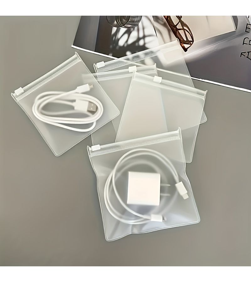 14pcs Reusable Transparent EVA Zipper Bags with Air Holes For Cable Storage - Image 2