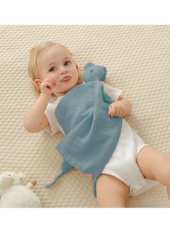Gobell Baby Pure Cotton Cloth Comfort Towel Baby Sleeping Doll with Sensory Teether blue  - Image 3