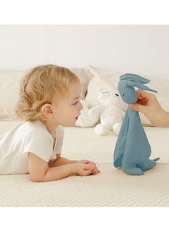 Gobell Baby Pure Cotton Cloth Comfort Towel Baby Sleeping Doll with Sensory Teether blue  - Image 2