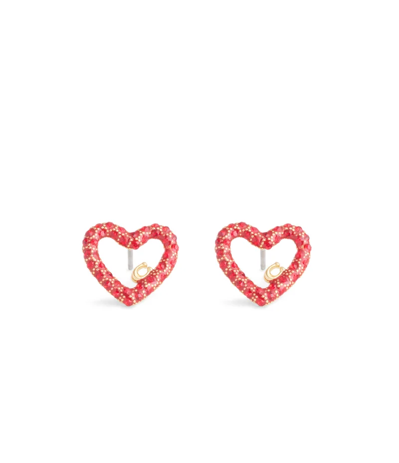 COACH Signature Pavé Heart Stud Earrings