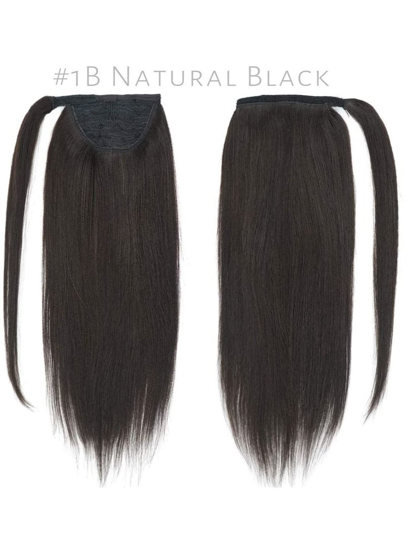 Estelle Ponytail Extension,Human Hair Straight Clip in Wrap Around Ponytail Extensions With 100% Nature Hair, Real Hair Piece with Magic Paste and Comb for Women - Image 2