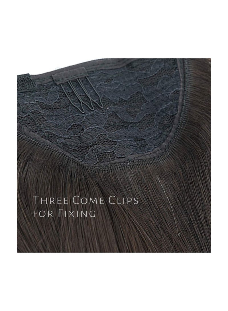 Estelle Ponytail Extension,Human Hair Straight Clip in Wrap Around Ponytail Extensions With 100% Nature Hair, Real Hair Piece with Magic Paste and Comb for Women - Image 4