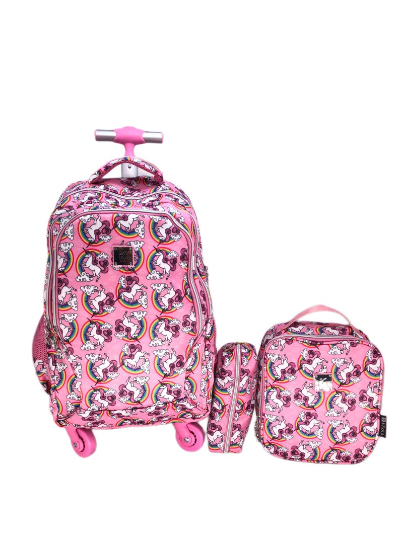i-kola Personalized Design Printed School Trolley Lightweight Backpack with Trending Book Bag, Lunch Bag, and Pencil Case (18 Inches) - Image 1