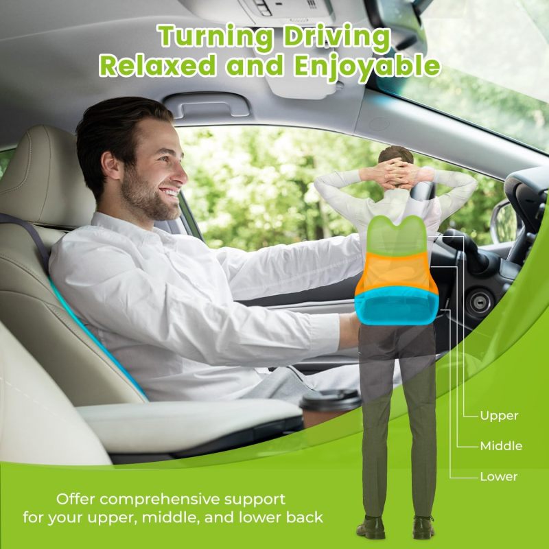 Lumbar Support Pillow Black Memory Foam With Dual Straps - Back Pain Relief Seat Cushion for Long Driving, Car Use - Image 3