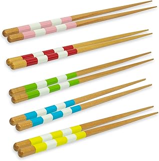 Cook Pro 10 Pc Bamboo Chopstick Set Multicolor Stripes - Image 1