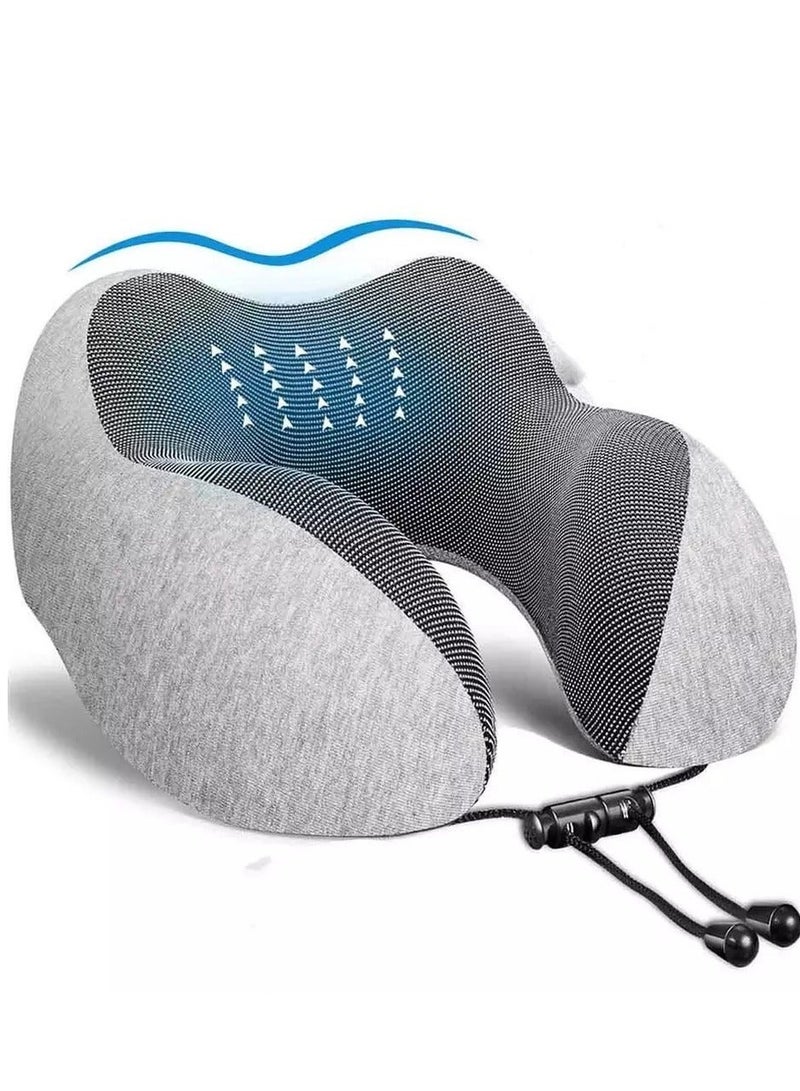 ZAAPPY Premium memory foam neck travel pillow, ergonomic design with slow rebound support, magnetite fabric cover, adjustable strap, invisible zipper - Image 3