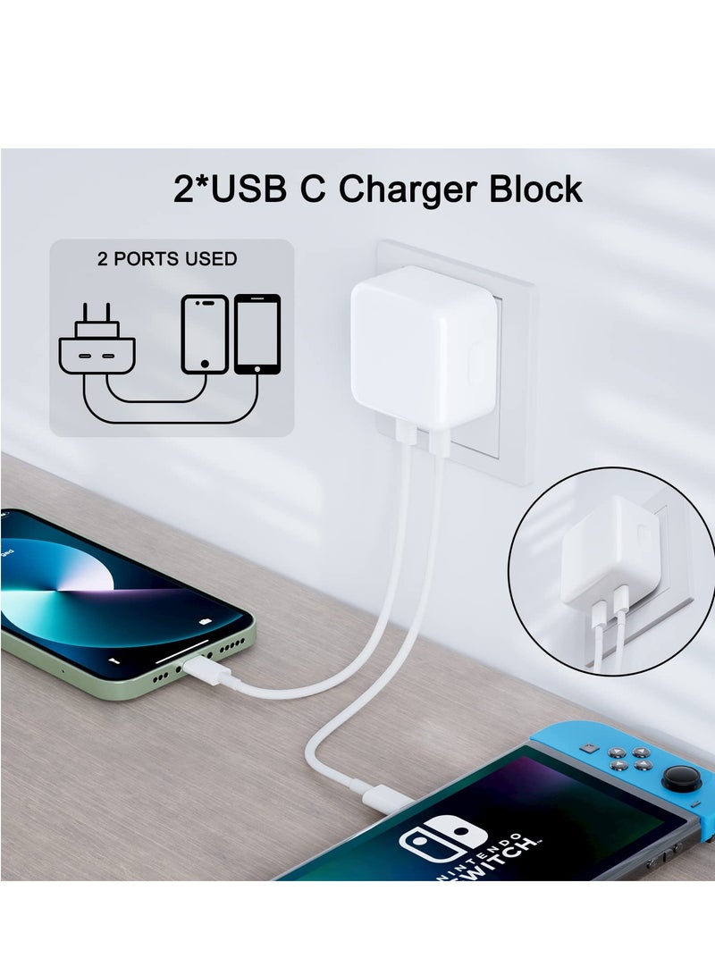 SYOSI Fast Charger for iPhone 35W Charger Cable and Plug Dual USB Type C Charger Plug with 2Pack Fast charging Cable USB C Charger with Cable for iPhone 14 13 12 Pro Max iPad Galaxy etc - Image 3
