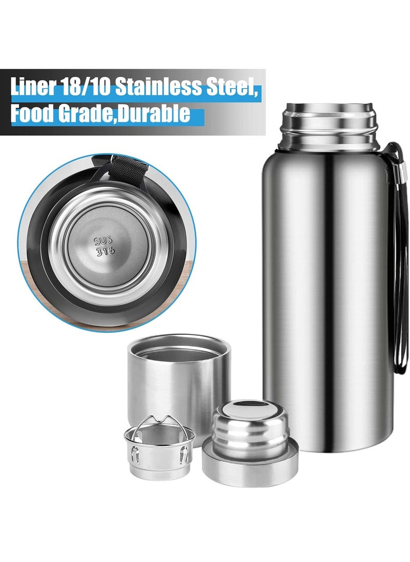 TYCOM Thermal isulated Water Bottle 1000 ML With LED 316 Stainless Steel Double Wall Vacuum insulated Water Bottles for Hot Cold Water Gym Bottle Flask Bottle LED Display Silver.  - Image 2