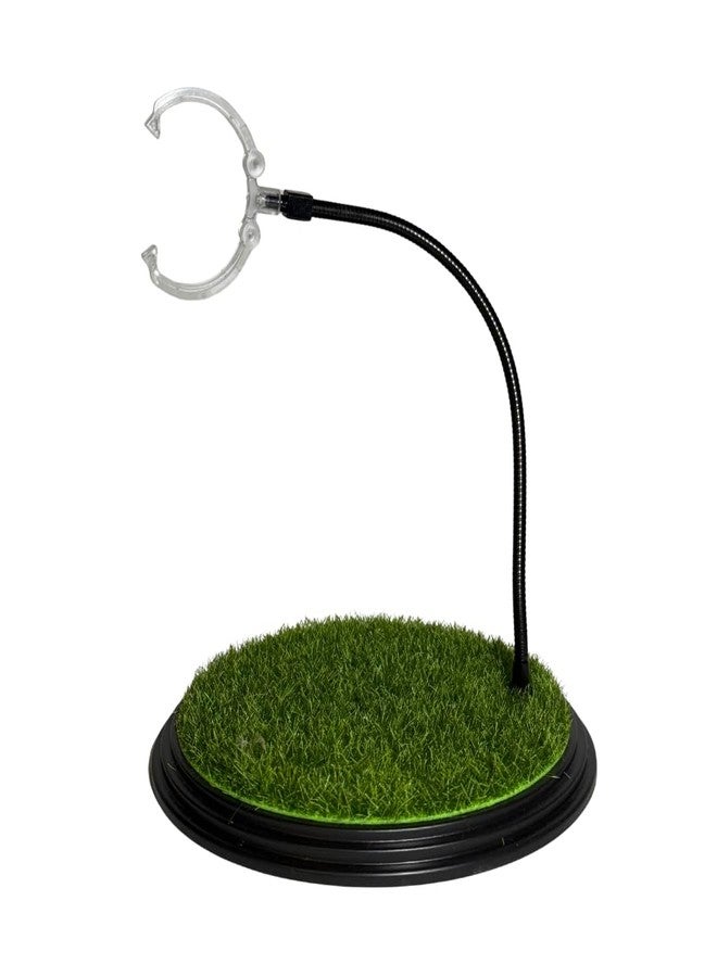 Sockers Collectible 8 Inch Action Figure Display Stand with Grass Base and Flexible Arm, Black and Green - Image 1