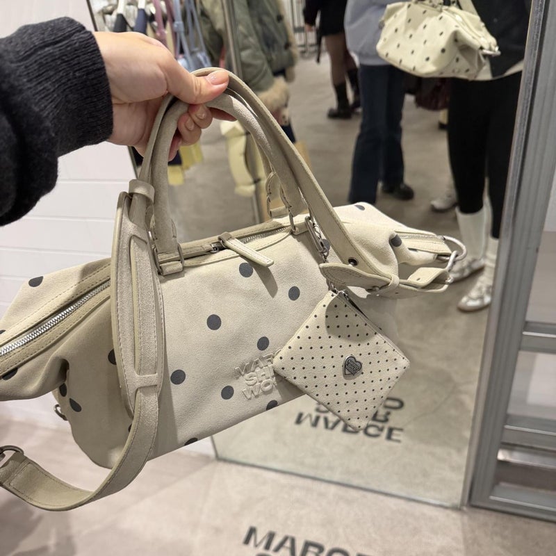Faux Leather Polka Dot Shoulder Tote Bag - Image 3