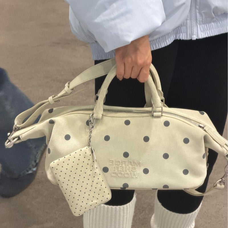 Faux Leather Polka Dot Shoulder Tote Bag - Image 1