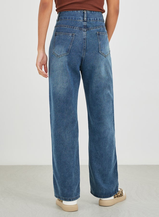 Styli Mid Rise Straight Fit Faded Jeans - Image 4