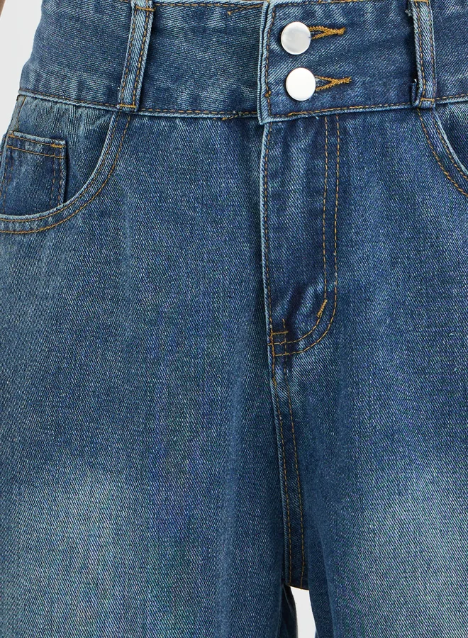 Styli Styli Mid Rise Straight Fit Faded Jeans