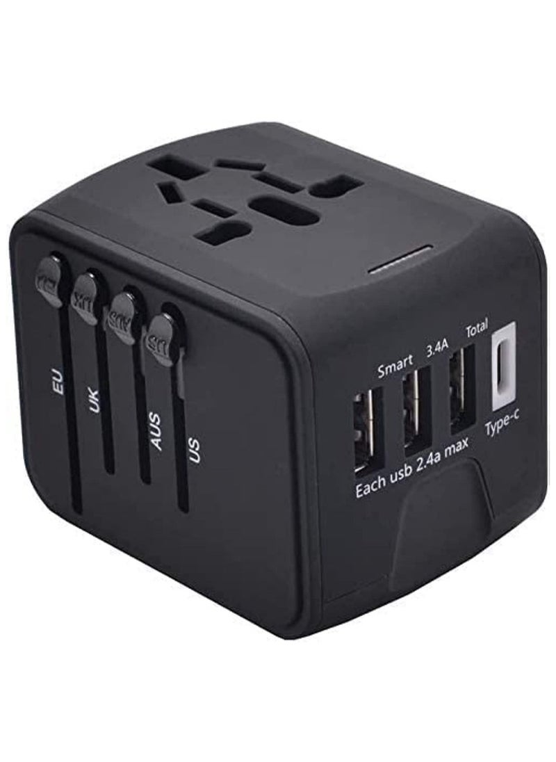 BGM Universal Travel Power Adapter with 3 USB + 1 Type C Charging Ports - Worldwide AC Outlet Plugs Adapters  - Image 1