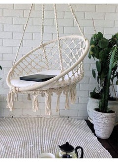 Living Swing Chair Outdoor Cotton Rope Tassel Indoor Macrame Swing Fashion Hammock Dormitory Round .  - Image 2