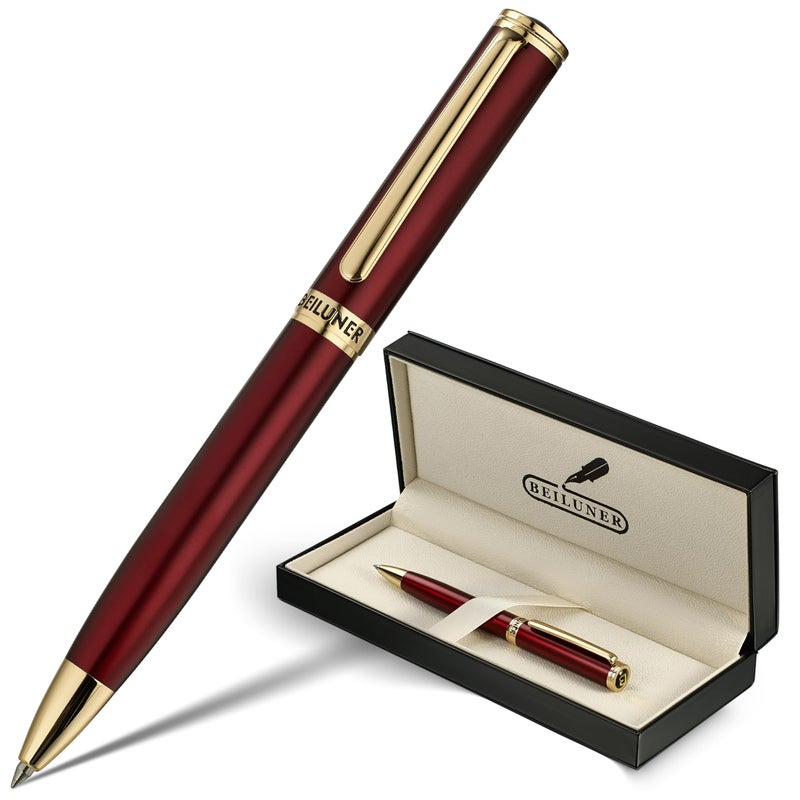 BEILUNER Red Lacquer Gel Pen With 24K Gold Finish, Retractable Pens, Gift Pen Set, Professional, Elegant, Writing, Executive, Office, Nice Fancy Designer, Perfect for Men and Women - Image 1