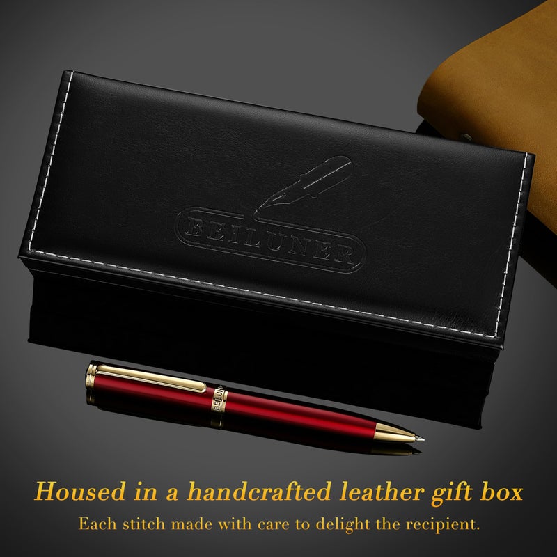 BEILUNER Red Lacquer Gel Pen With 24K Gold Finish, Retractable Pens, Gift Pen Set, Professional, Elegant, Writing, Executive, Office, Nice Fancy Designer, Perfect for Men and Women - Image 5