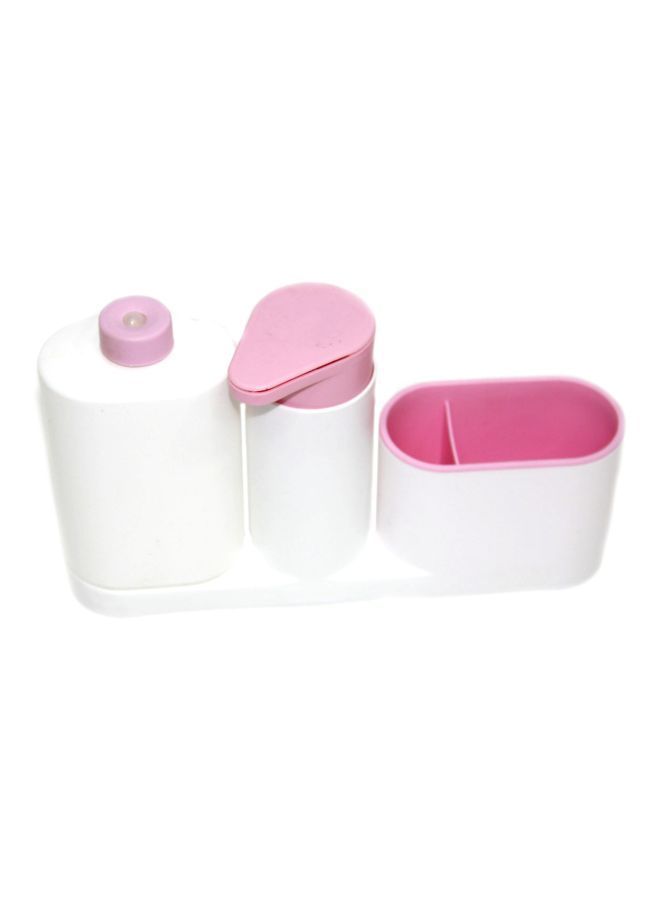 NIBEMINENT Bath Accessories Set White/Pink