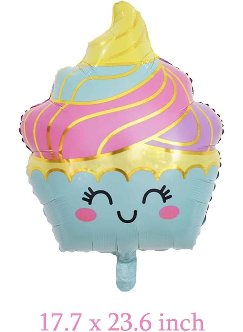 SOLARAE Large Ice Cream Balloons Set - 12 Pcs Foil Mylar Balloons for Summer Hawaii Luau Birthday and Baby Shower Party Decorations Supplies. Perfect for Ice Cream Themed Celebrations! - Image 3
