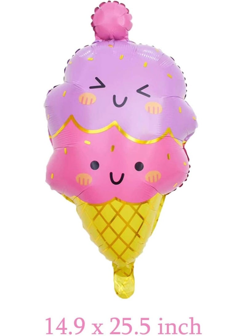 SOLARAE Large Ice Cream Balloons Set - 12 Pcs Foil Mylar Balloons for Summer Hawaii Luau Birthday and Baby Shower Party Decorations Supplies. Perfect for Ice Cream Themed Celebrations! - Image 2